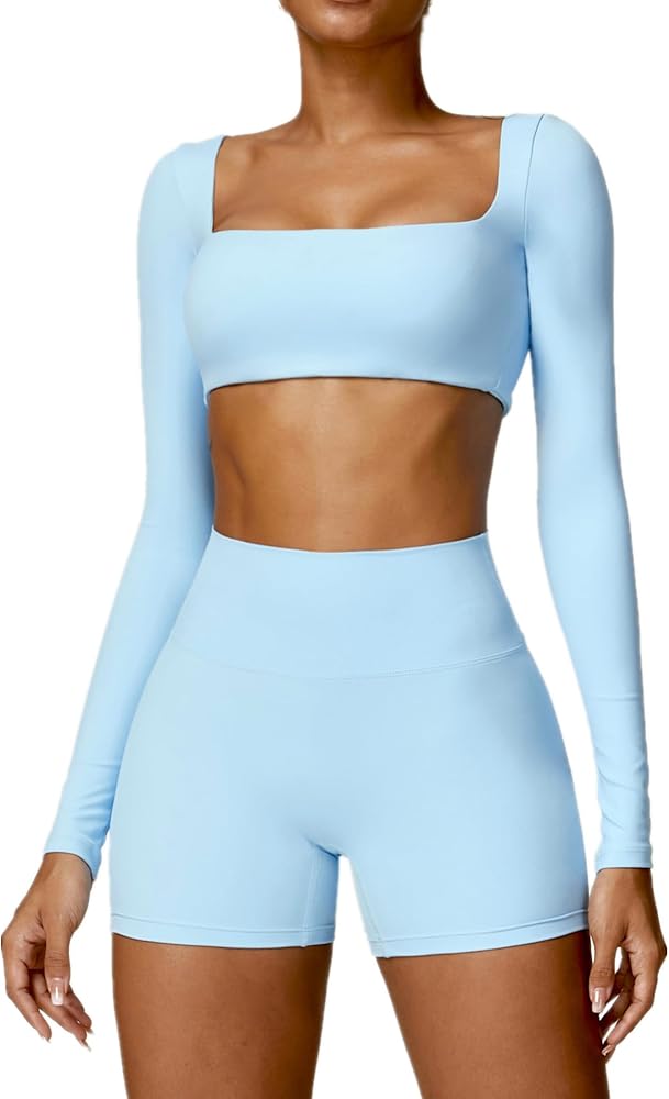 Amazon.com: ABOCIW Workout Sets for Women 2 Piece Square Neck Long